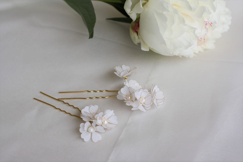 silk flower hair forks