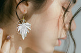 leaf hoop earrings