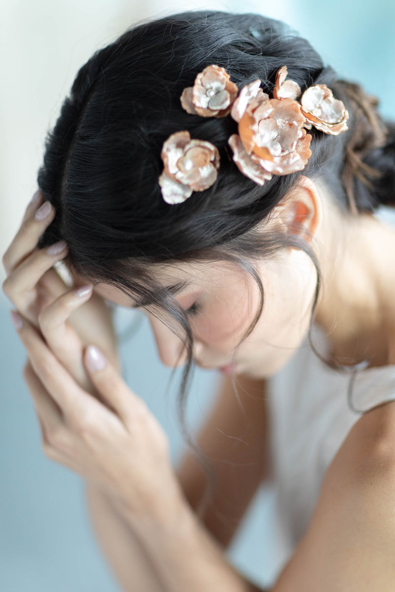 velvet floral hair pins