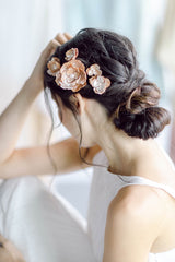 silk floral hair pins